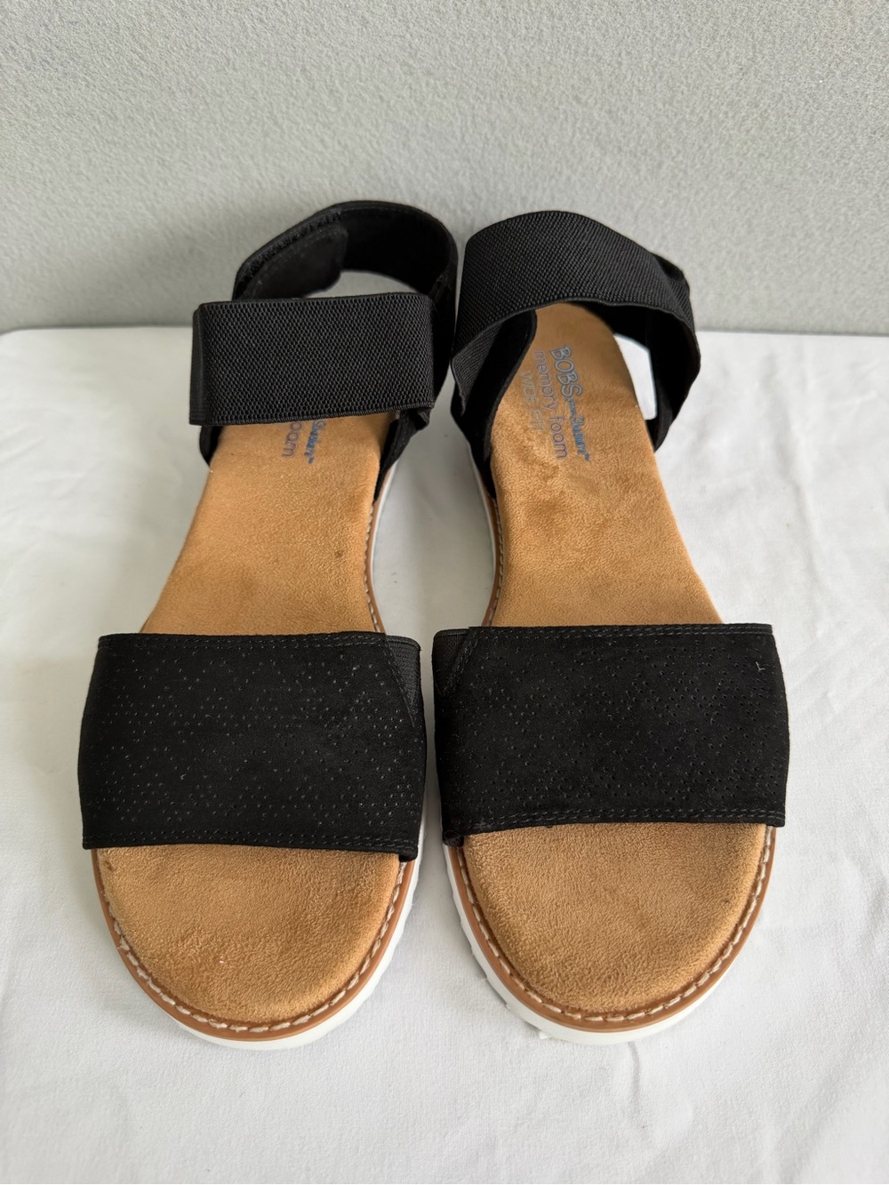 Bobs From Skechers Sandals Womens s10 Women’s Ankle Strap Black Stretch